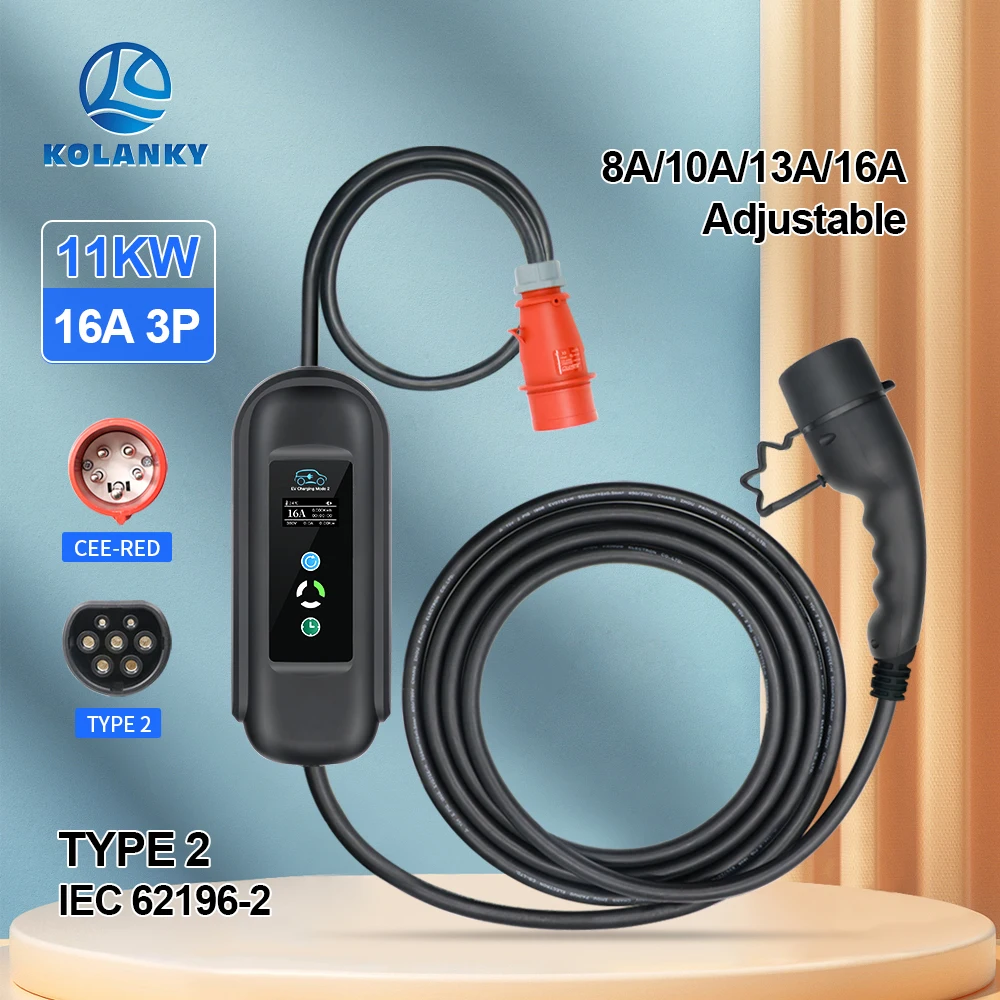 Type 2 Portable Ev Charger 11Kw Cee - ポータブル 11KW 16A EV ポータブル充電器タイプ 2