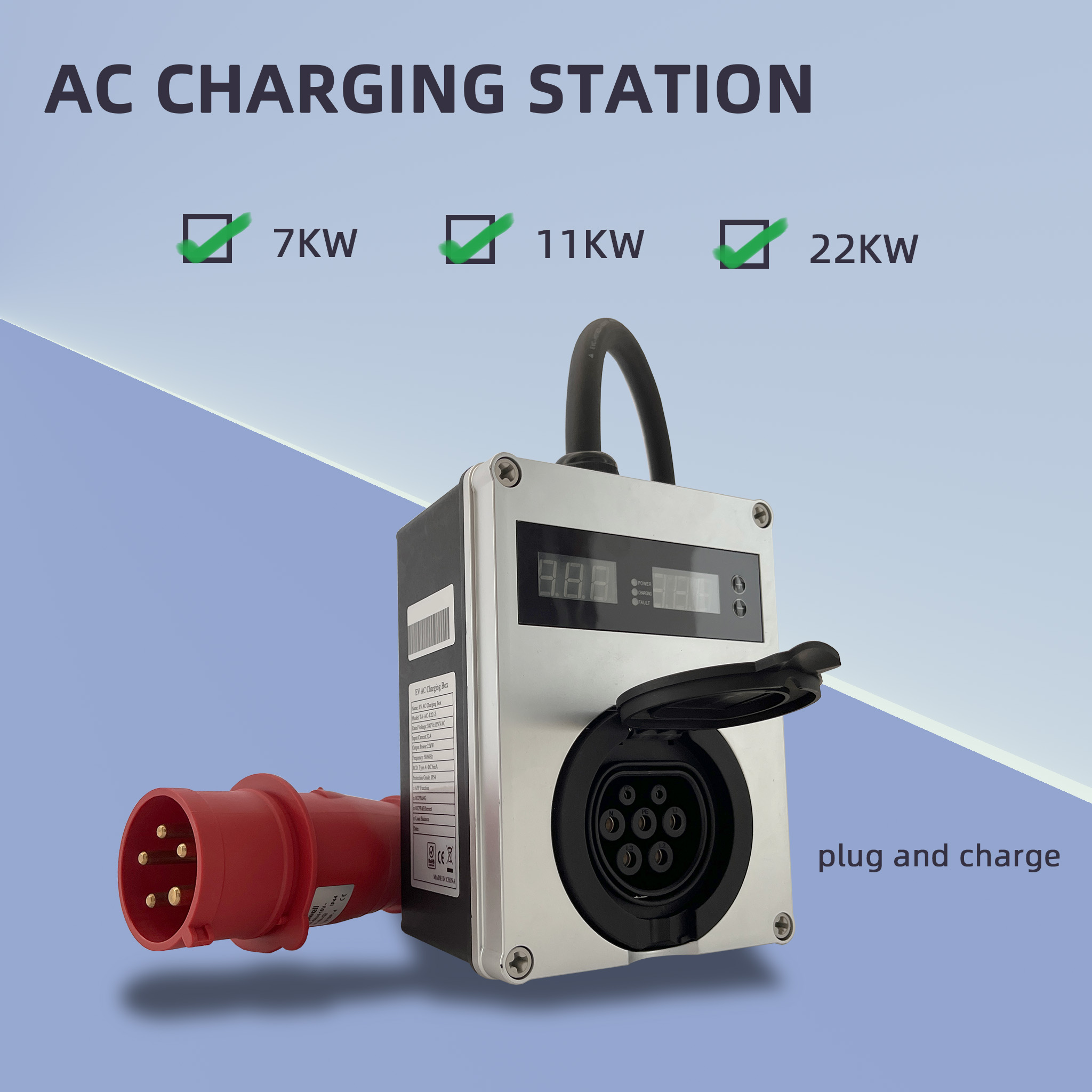 新型Tary EV ACポータブル充電器 22KW 380V - Type 2 Portable Ev Charger 11Kw Cee のレビューと価格